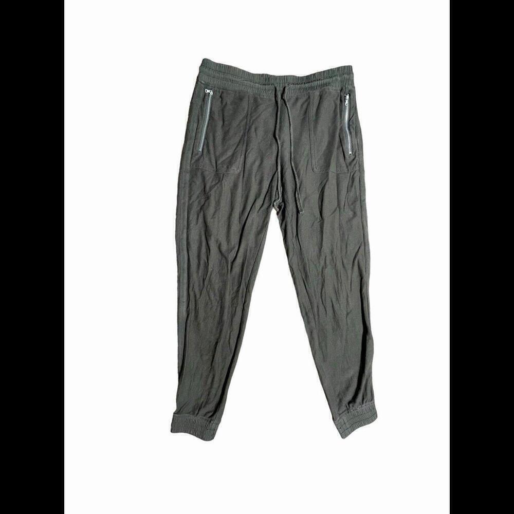Lou & Grey Olive Green Cotton Joggers With Zipper Pockets Medium